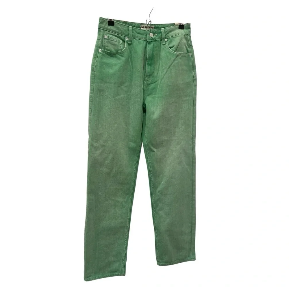 Free People The Pacifica High Rise Slim Straight Leg Jeans in Kelly Green.Sz 27